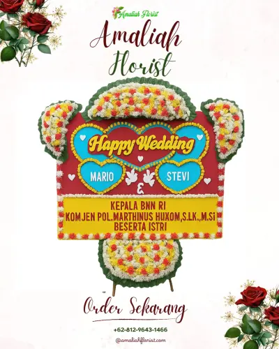 Karangan Papan Bunga Pernikahan di Cipelah